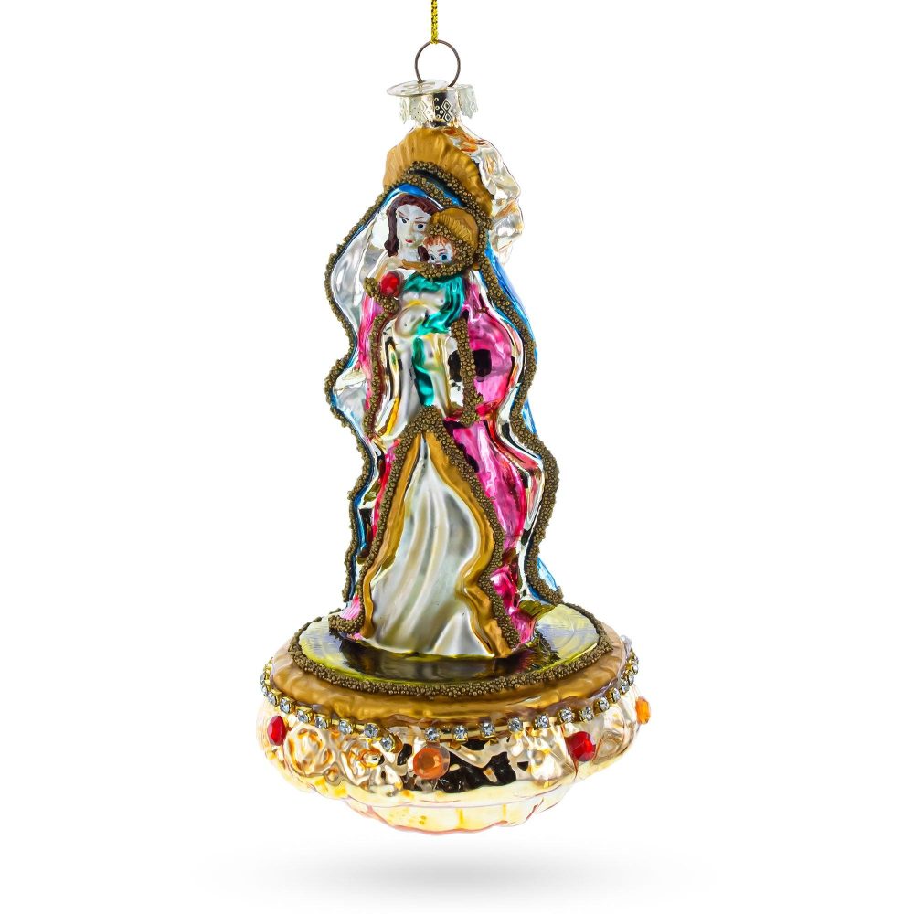 Reverent Virgin Mary With Baby Jesus Blown Glass Christmas Ornament  |   Religious Ornaments Ornaments Religious Ornaments