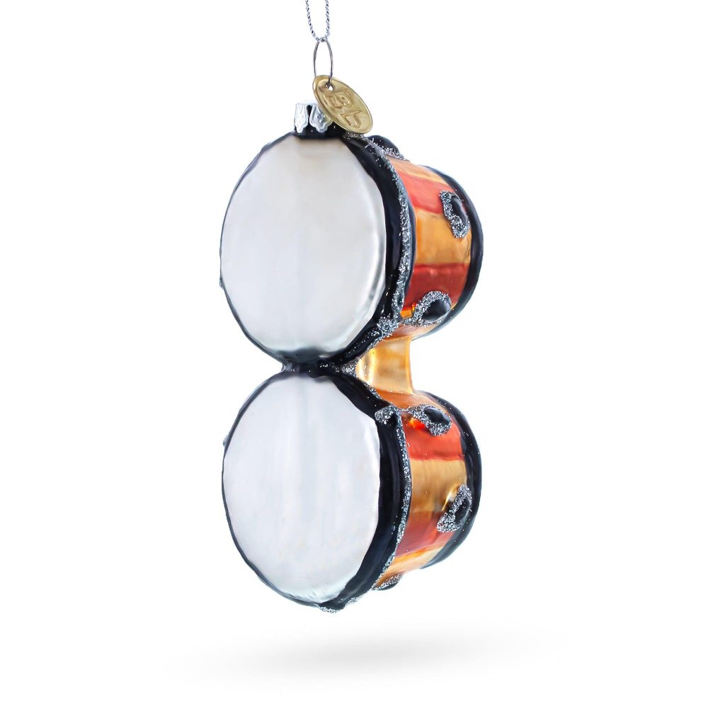 Rhythmic Bongo Drums Blown Glass Christmas Ornament  |   Music Music Music