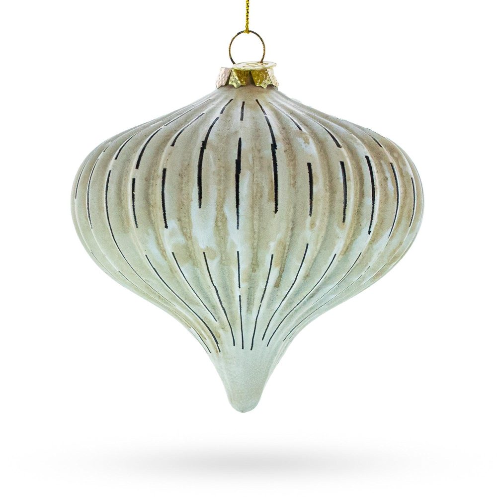 Ribbed Antique-Style Onion Finial -Blown Glass Christmas Ornament  |   Couturier Couturier Couturier