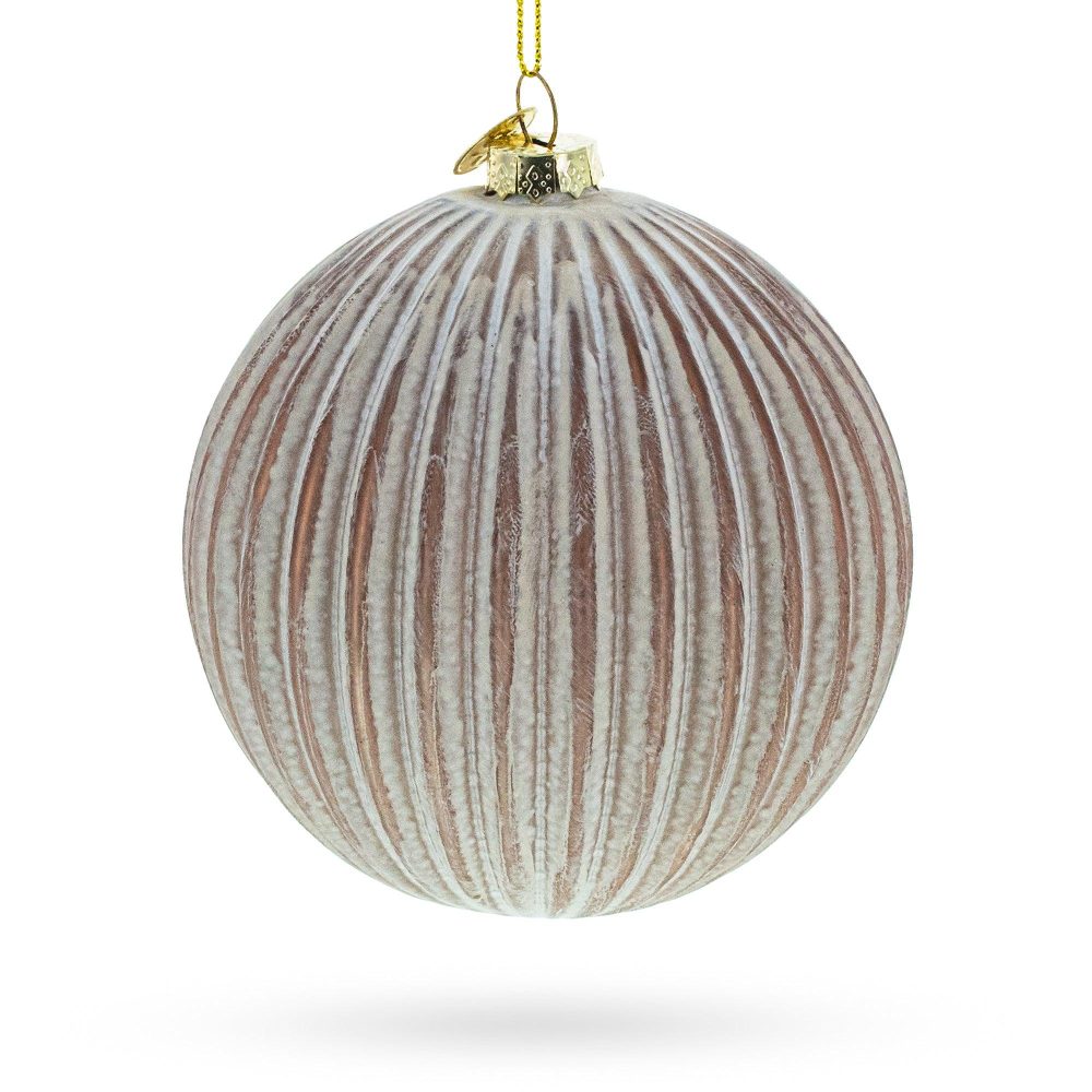 Ribbed Matte Glass Ball Blown Glass Christmas Ornament  |   Geometrical Geometrical Geometrical