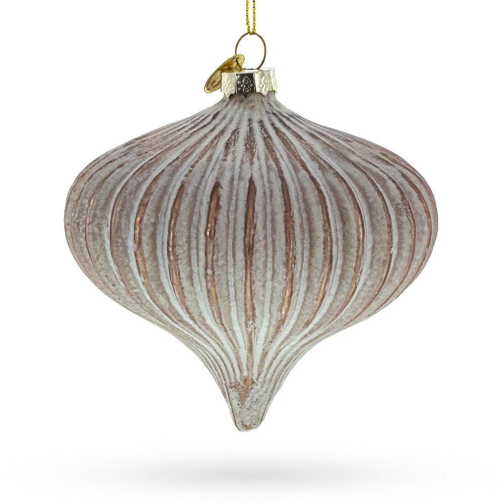 Ribbed Matte Onion Sophisticated Glass Christmas Ornament  |   Finials Finials Finials