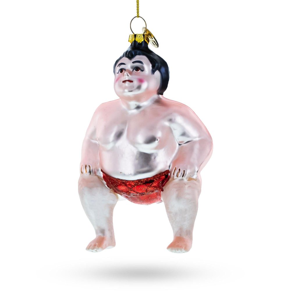 Ringside Rumble: Sumo Wrestler Glass Christmas Ornament  |   Personalized Ornaments Personalized