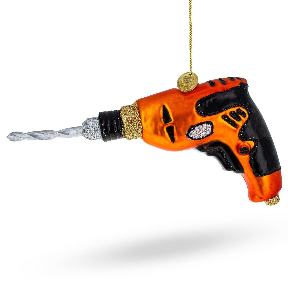 Robust Power Drill Tool Blown Glass Christmas Ornament  |   Occupations Occupations Occupations