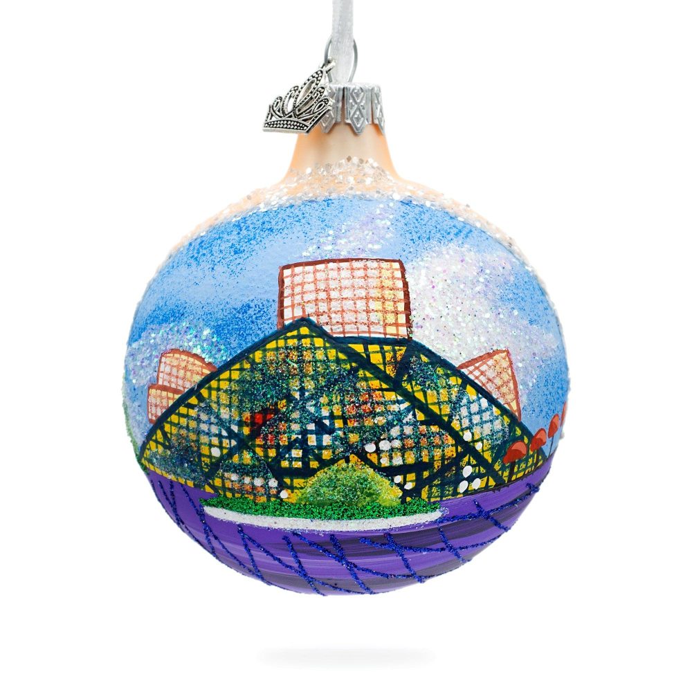 Rock & Roll Hall Of Fame, Cleveland, Ohio, Usa Glass Ball Christmas Ornament 3.25 Inches  |   Travel Ornaments Travel