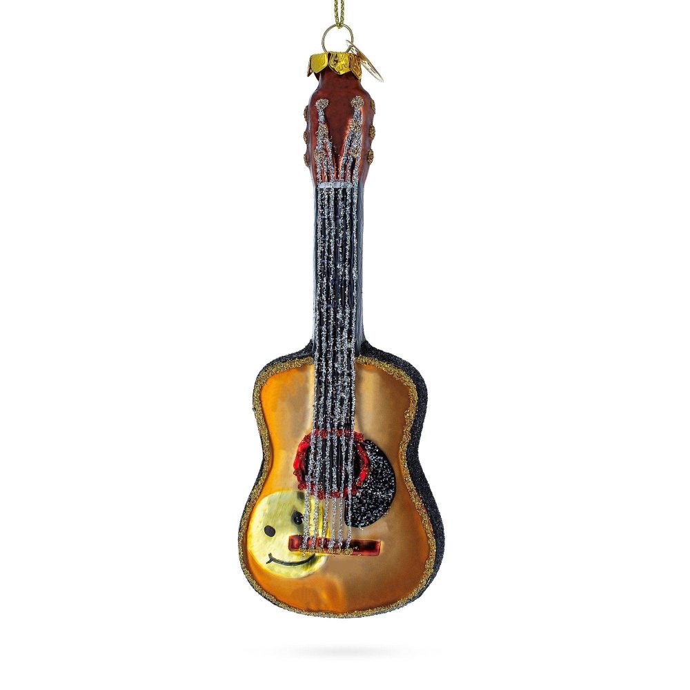 Rocking’ Glittered Guitar Blown Glass Christmas Ornament  |   Music Music Music