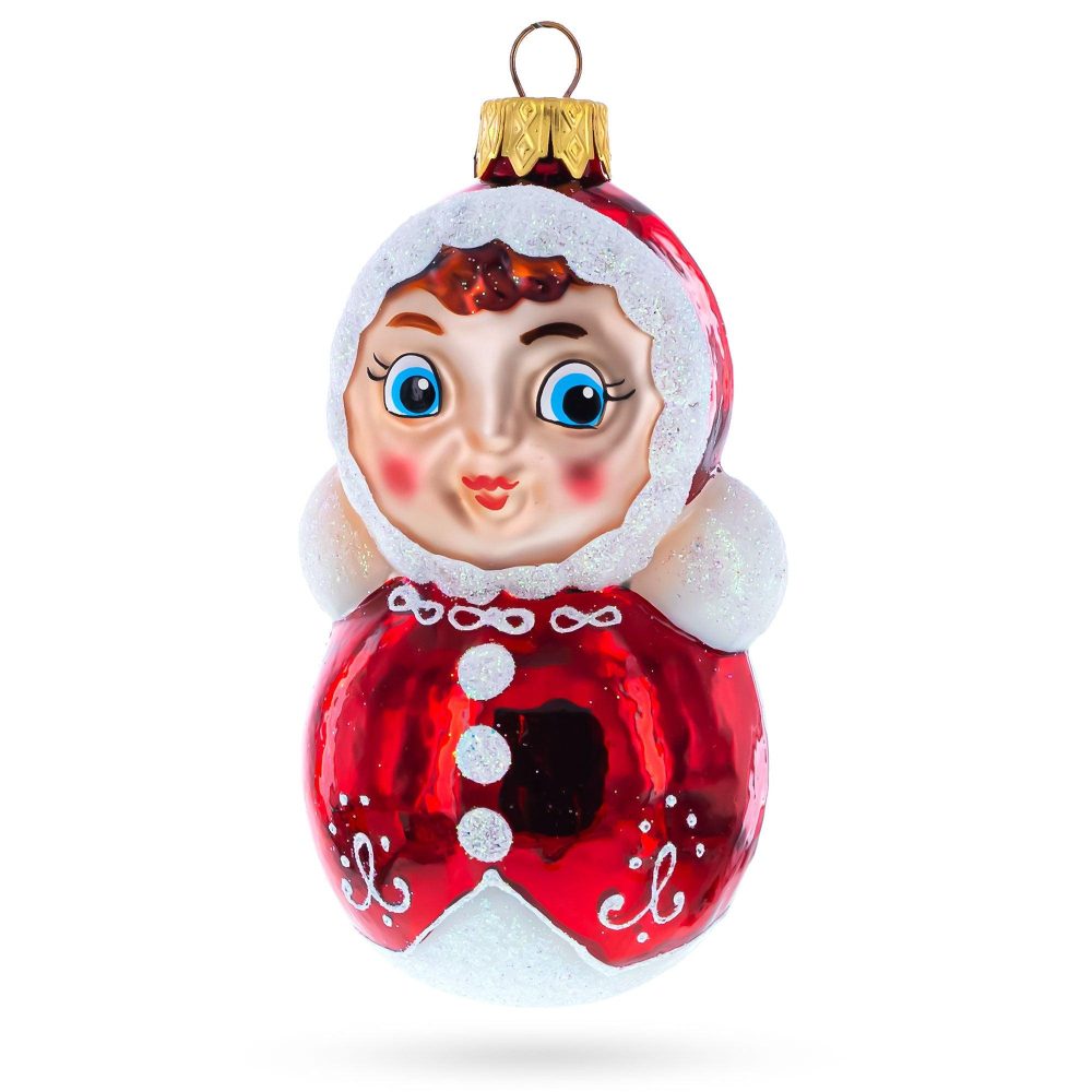 Roly-Poly Doll Mini Glass Christmas Ornament  |   Baby Baby Baby