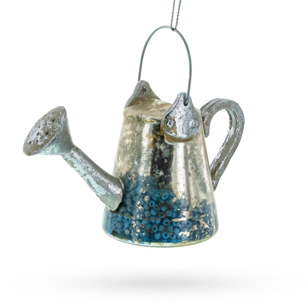 Rustic Metal Watering Can Blown Glass Christmas Ornament  |   Houseware Houseware Houseware