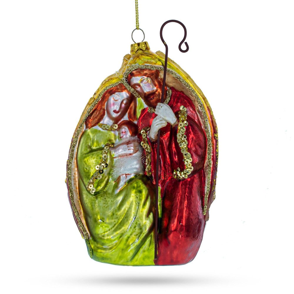 Sacred Nativity Scene Blown Glass Christmas Ornament  |   Religious Ornaments Ornaments Religious Ornaments