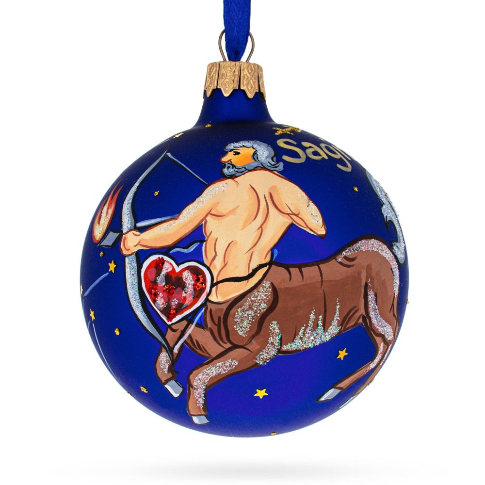 Sagittarius Zodiac Horoscope Sign Blown Glass Ball Christmas Ornament 3.25 Inches  |   Horoscope Horoscope Horoscope