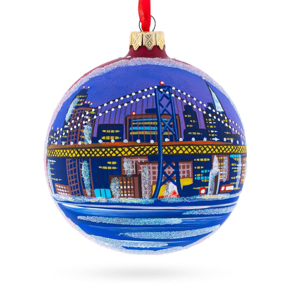 San Francisco Golden Gate Bridge Glass Christmas Ornament 4 Inches  |   Travel Ornaments Travel