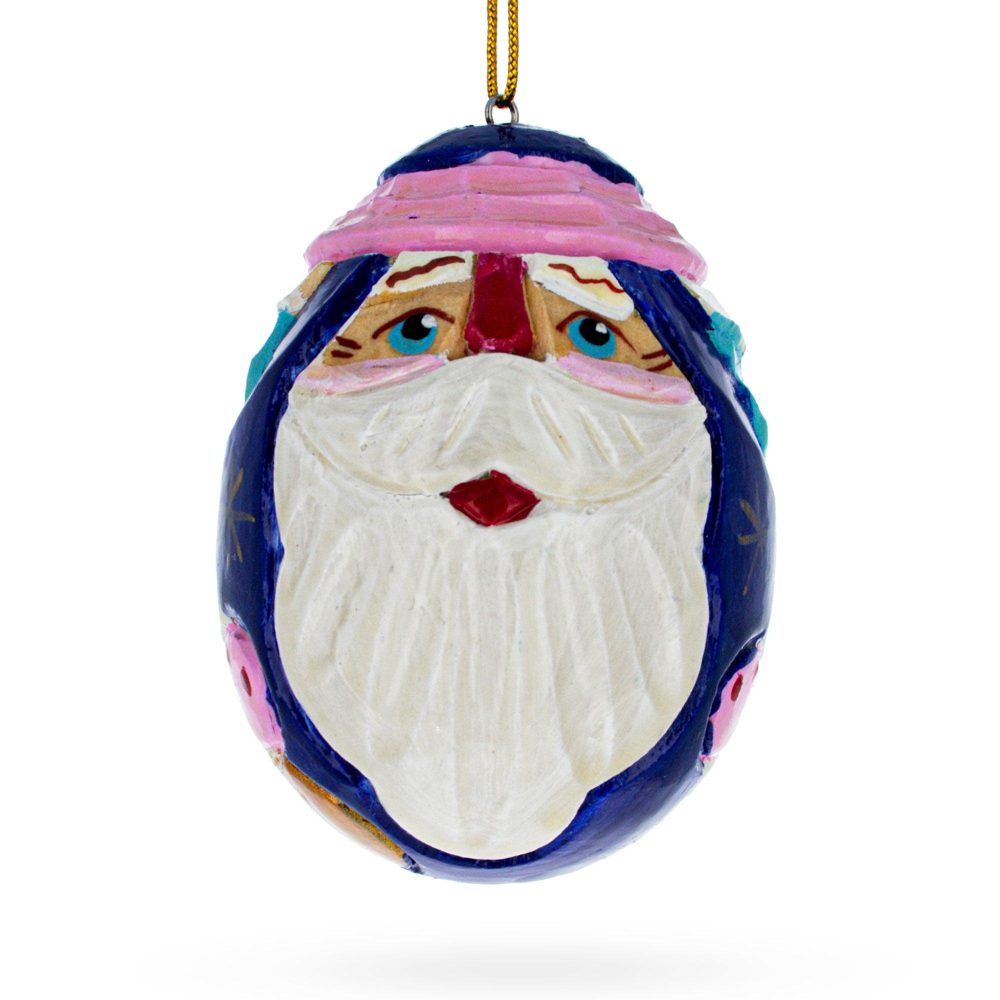 Santa Carved Wood Hand Painted Ornament  |   Santa Ornaments Santa