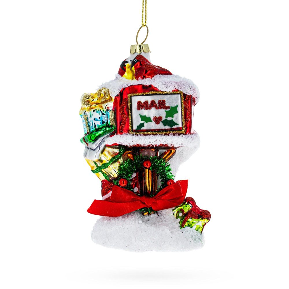 Santa Mailbox Glass Christmas Ornament  |   Personalized Ornaments Personalized