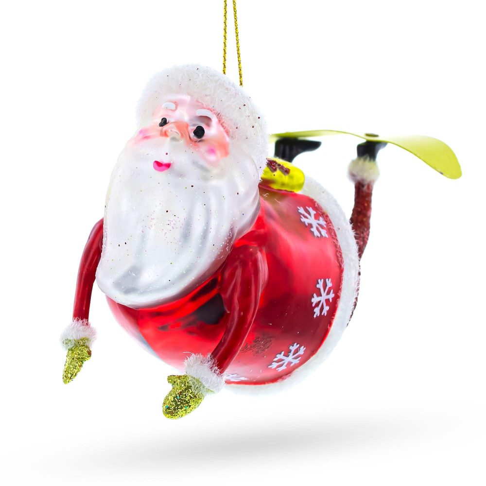 Santa Snowboarding Blown Glass Christmas Ornament  |   Personalized Ornaments Personalized