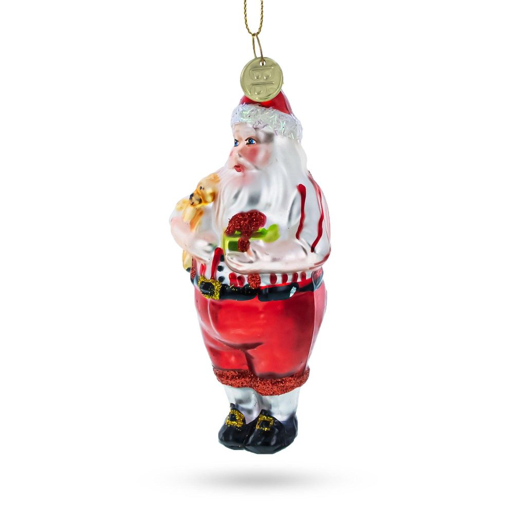 Santa’S Cuddle Time: Santa Holding A Teddy Bear Blown Glass Christmas Ornament  |   Personalized Ornaments Personalized