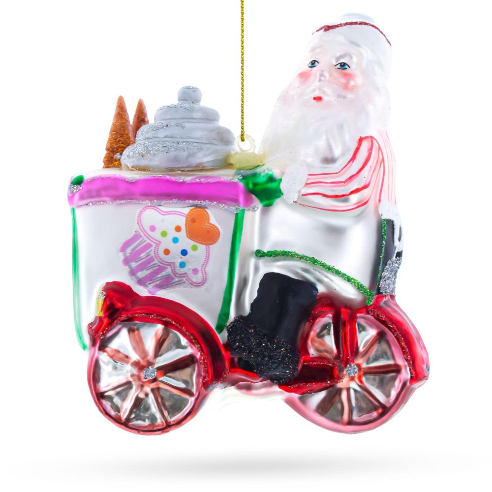 Santa’S Food Cart Adventure Blown Glass Christmas Ornament  |   Santa Ornaments Santa