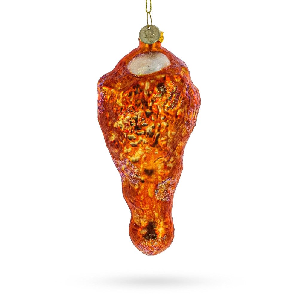 Savory Chicken Drumstick Blown Glass Christmas Ornament  |   Food Food Food