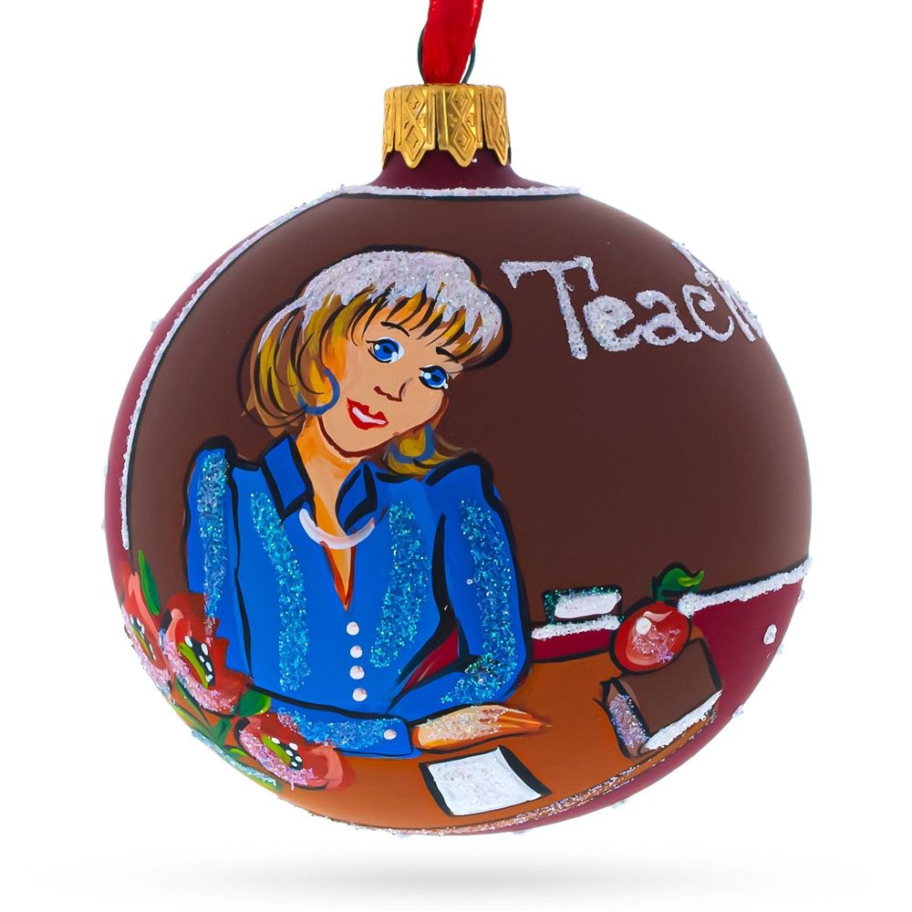 School Teacher Blown Glass Ball Christmas Ornament 3.25 Inches  |   Occupations Occupations Occupations