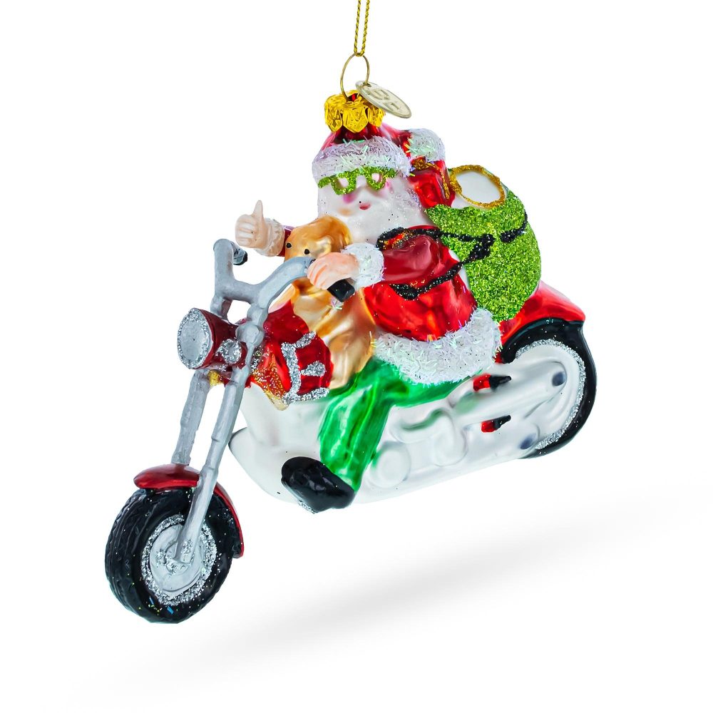 Scooter-Riding Santa Blown Glass Christmas Ornament  |   Personalized Ornaments Personalized