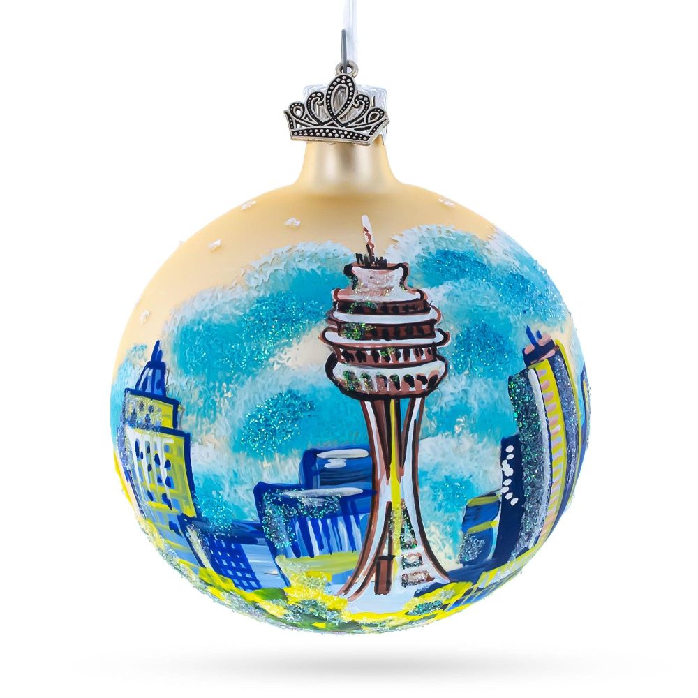 Seattle, Washington Glass Ball Christmas Ornament 3.25 Inches  |   Travel Ornaments Travel