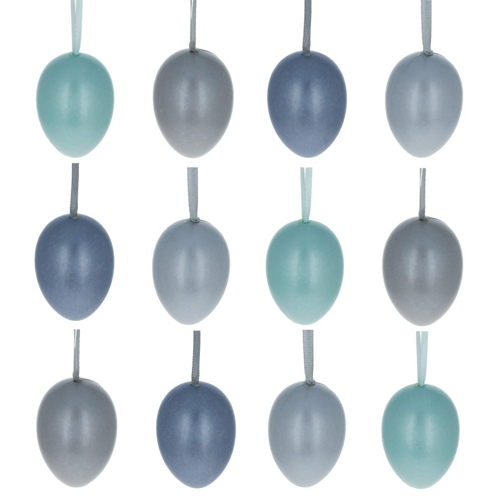 Set Of 12 Pastel Blue Plastic Easter Egg Ornaments 2.35 Inches  |   Egg Ornaments Egg Ornaments Egg Ornaments