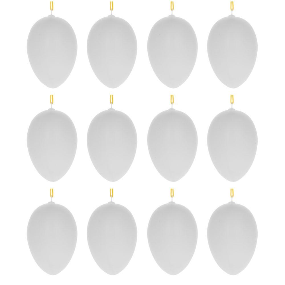 Set Of 12 White Blank Hollow Plastic Easter Egg Ornaments 2.6 Inches  |   Egg Ornaments Egg Ornaments Egg Ornaments