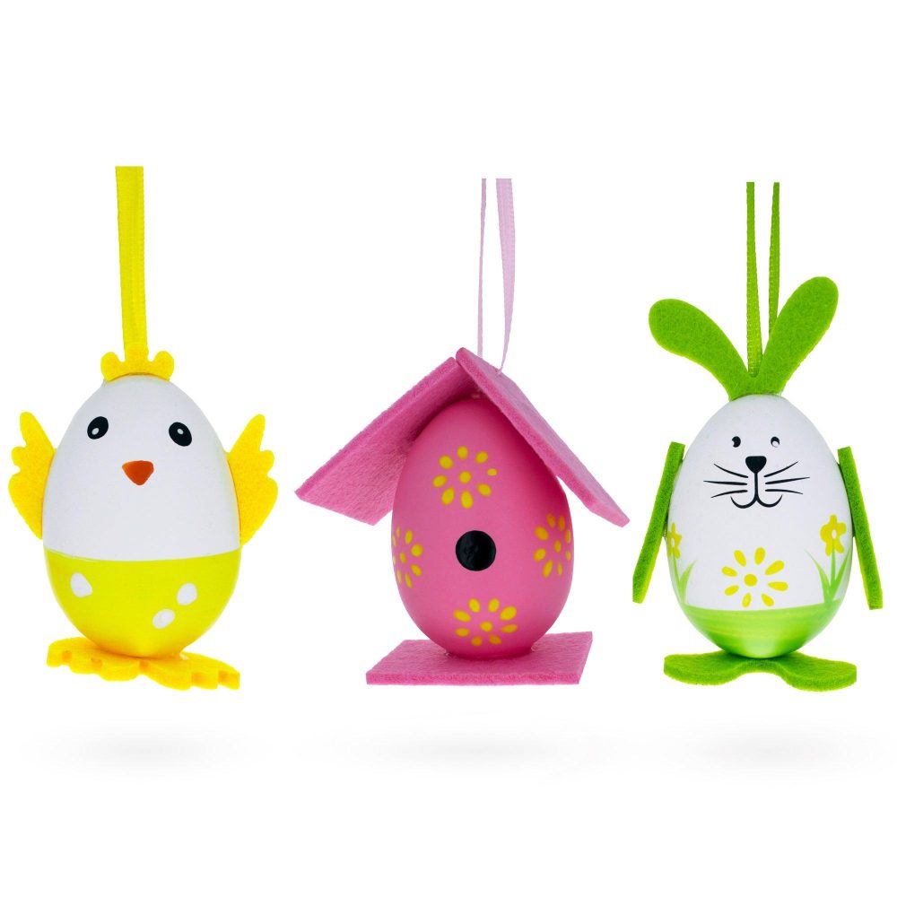 Set Of 3 Bunny, Chick, Easter Egg House Plastic Easter Gift Set Decoration  |   Egg Ornaments Egg Ornaments Egg Ornaments