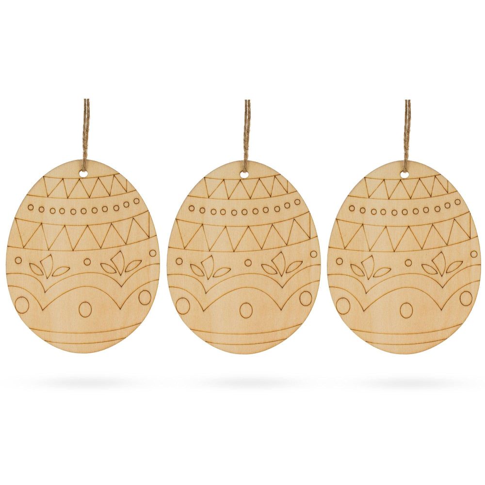 Set Of 3 Easter Egg Unfinished Wooden Ornament 4.3 Inches  |   Unfinished Ornaments Ornaments Unfinished Ornaments