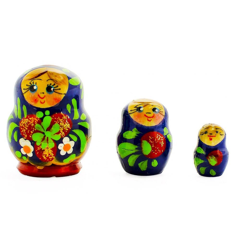 Set Of 3 Miniature Flowers Nesting Dolls 2 Inches  |   Personalized Ornaments Personalized