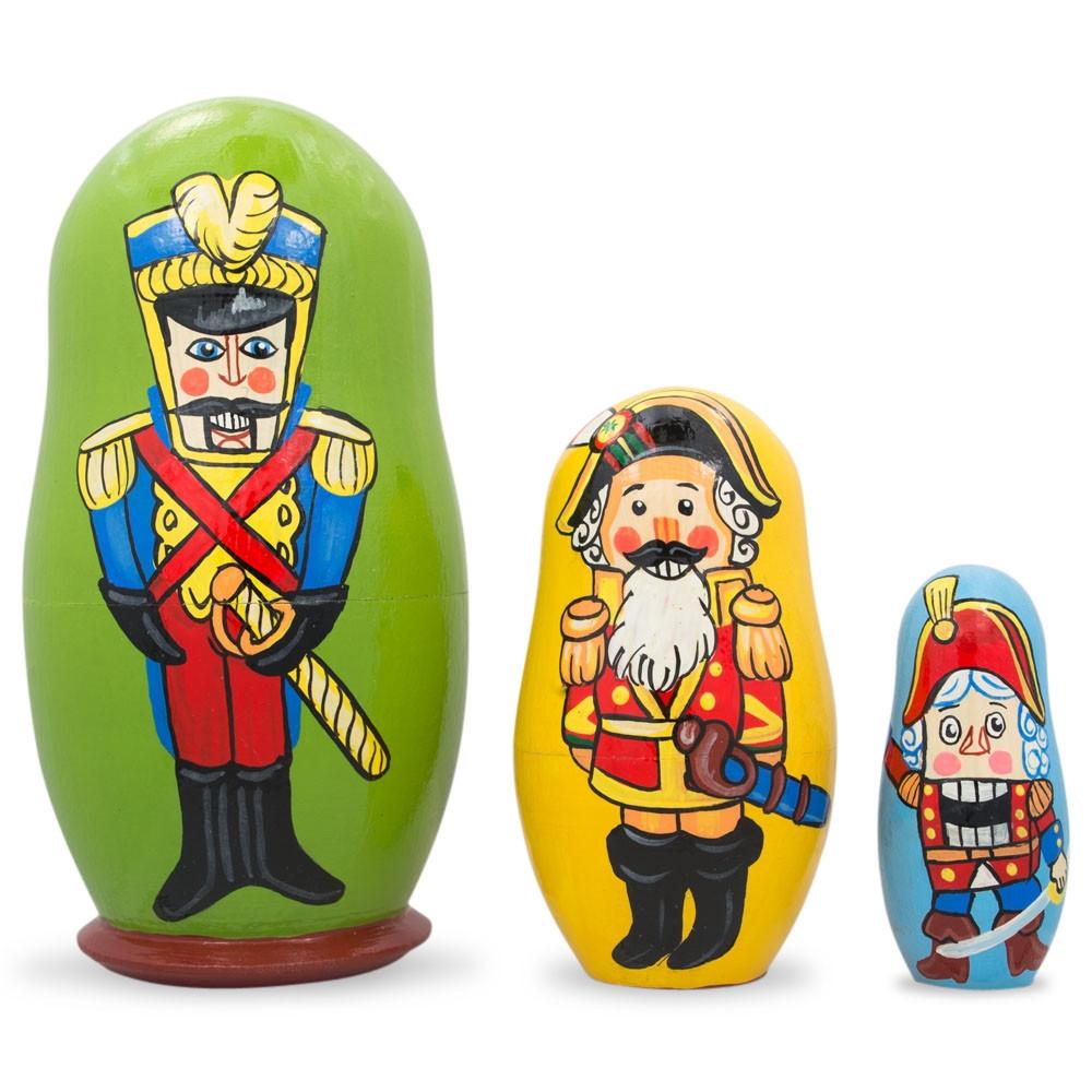 Set Of 3 Nutcracker Soldiers Wooden Nesting Dolls 4.25 Inches  |   Personalized Ornaments Personalized