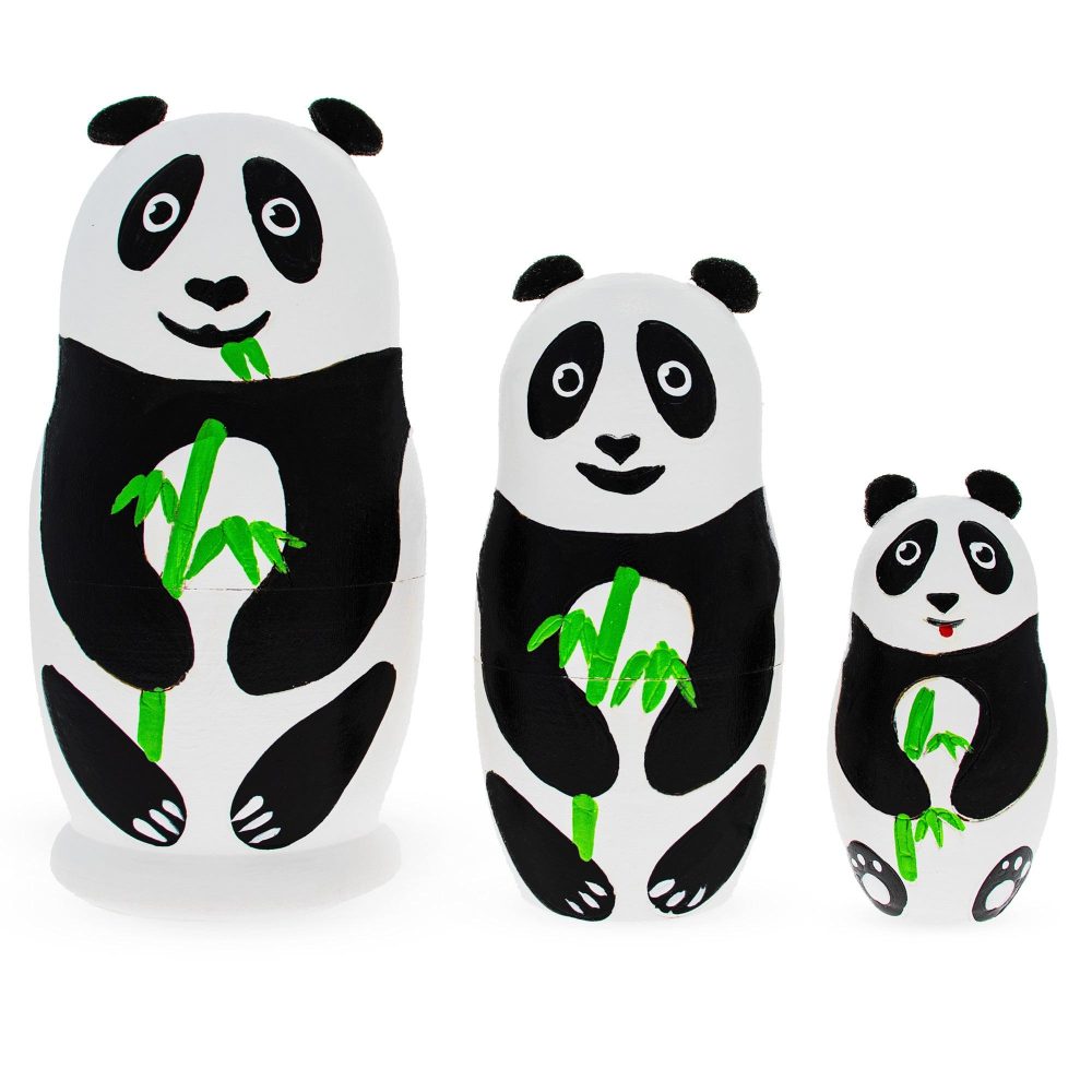 Set Of 3 Panda Family Wooden Nesting Dolls  |   Personalized Ornaments Personalized