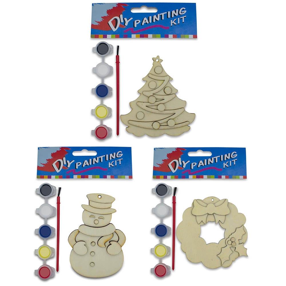 Set Of 3 Unfinished Wooden Christmas Ornaments Cutouts Diy Craft Kits  |   Unfinished Ornaments Ornaments Unfinished Ornaments