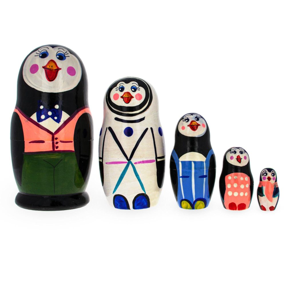 Set Of 5 Happy Penguins  Nesting Dolls  |   Personalized Ornaments Personalized