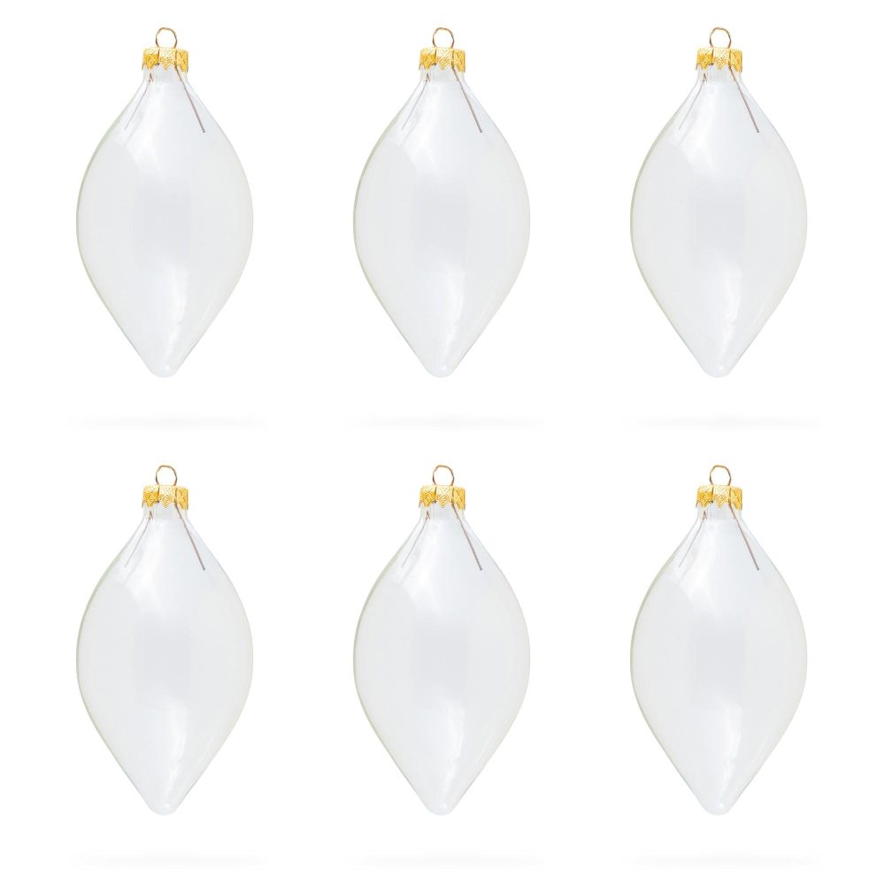 Set Of 6 Rhombus Shape Clear Glass Christmas Ornaments  |   Finials Ornaments Finials