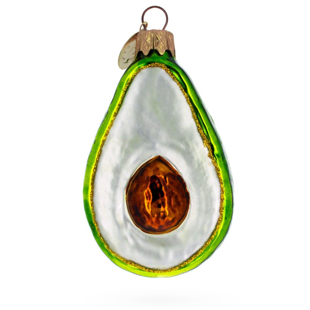 Shiny Avocado Mini Glass Christmas Ornament  |   Food Food Food