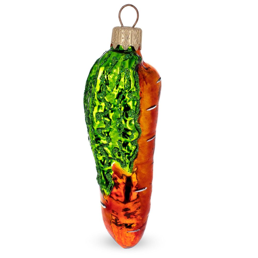 Shiny Carrot Mini Glass Christmas Ornament  |   Food Food Food