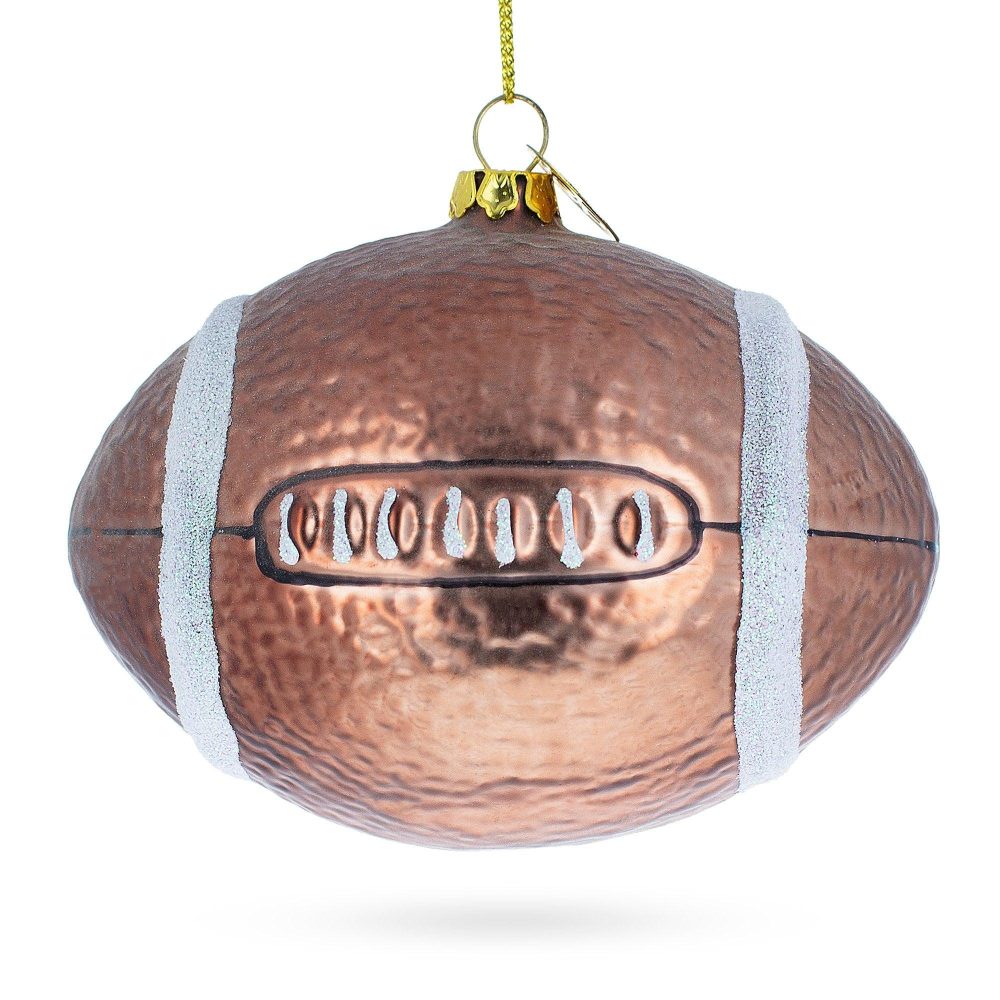 Shiny Football Blown Glass Christmas Ornament  |   Personalized Ornaments Personalized