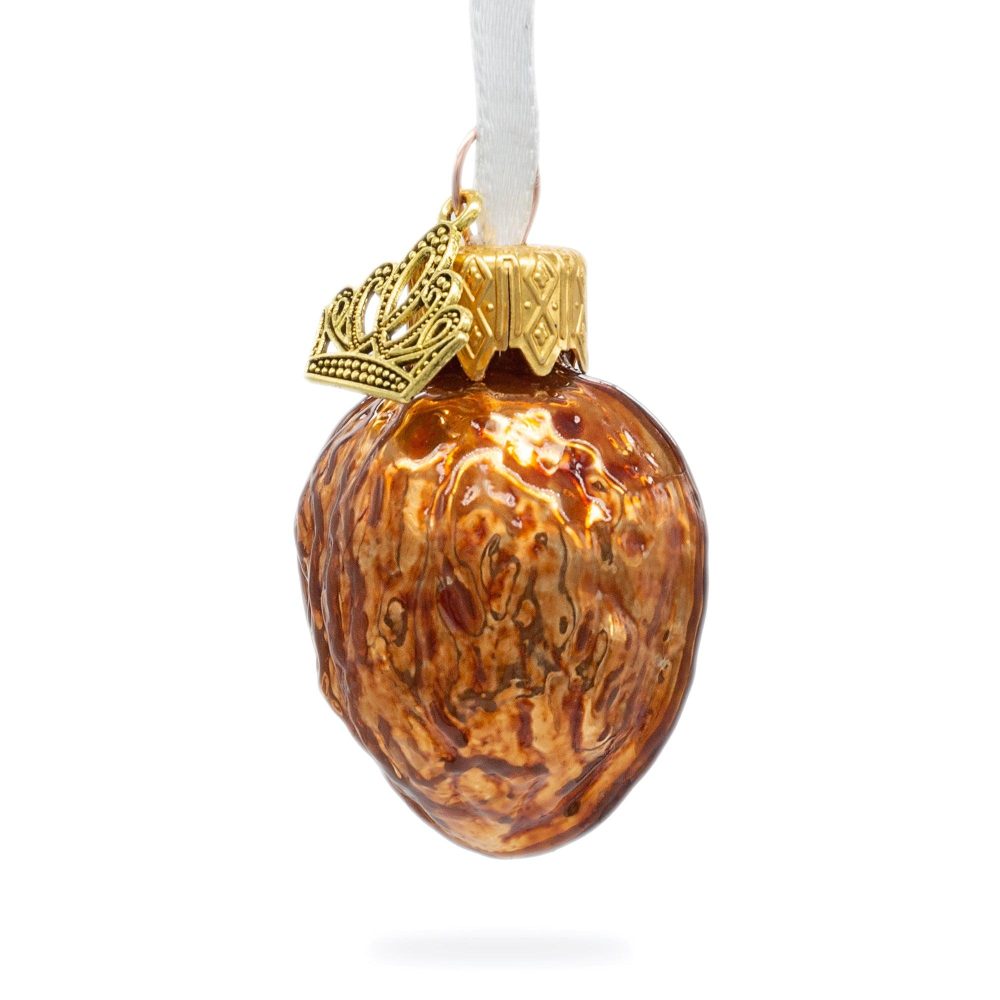 Shiny Walnut Mini Glass Christmas Ornament  |   Food Food Food