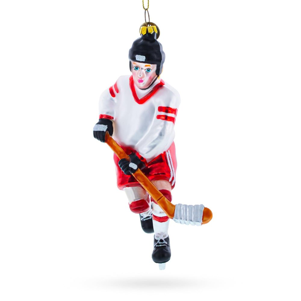 Skilled Hockey Player Blown Glass Christmas Ornament  |   Personalized Ornaments Personalized