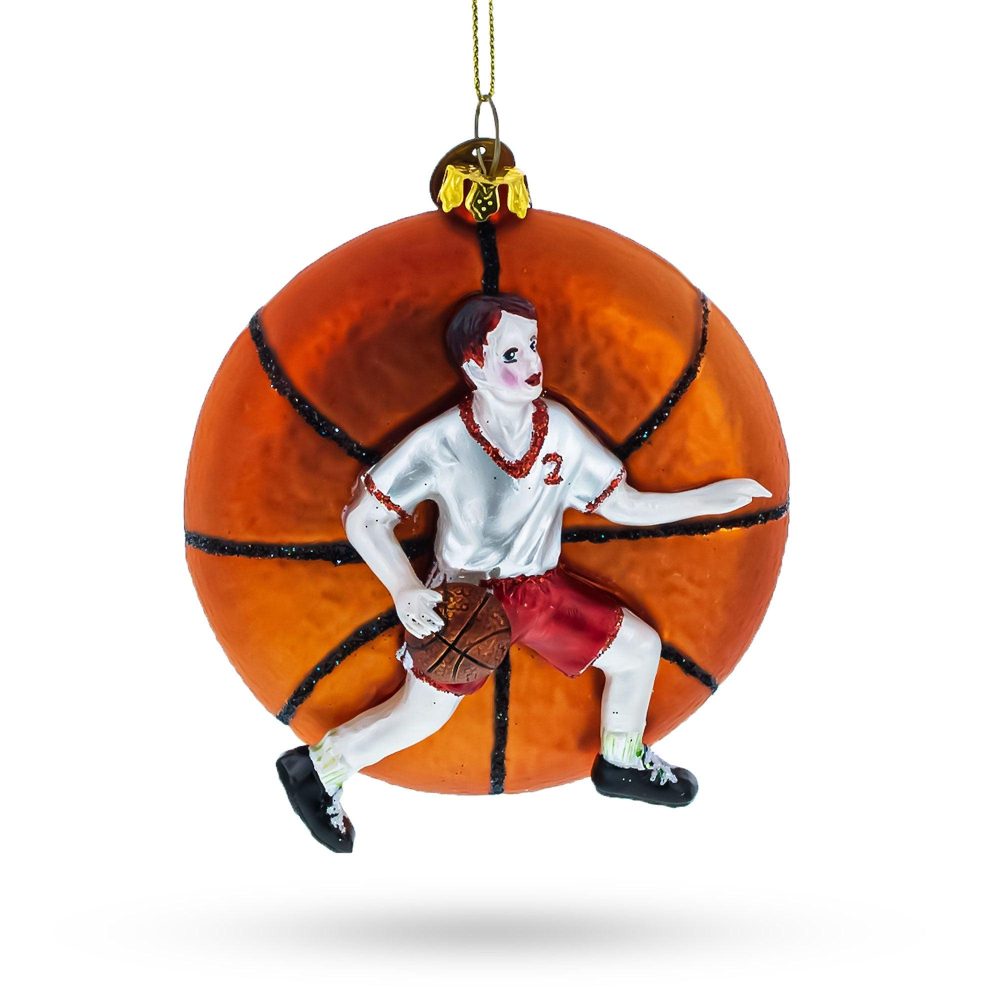 Slam Dunk Basketball Player Blown Glass Christmas Ornament  |   Personalized Ornaments Personalized