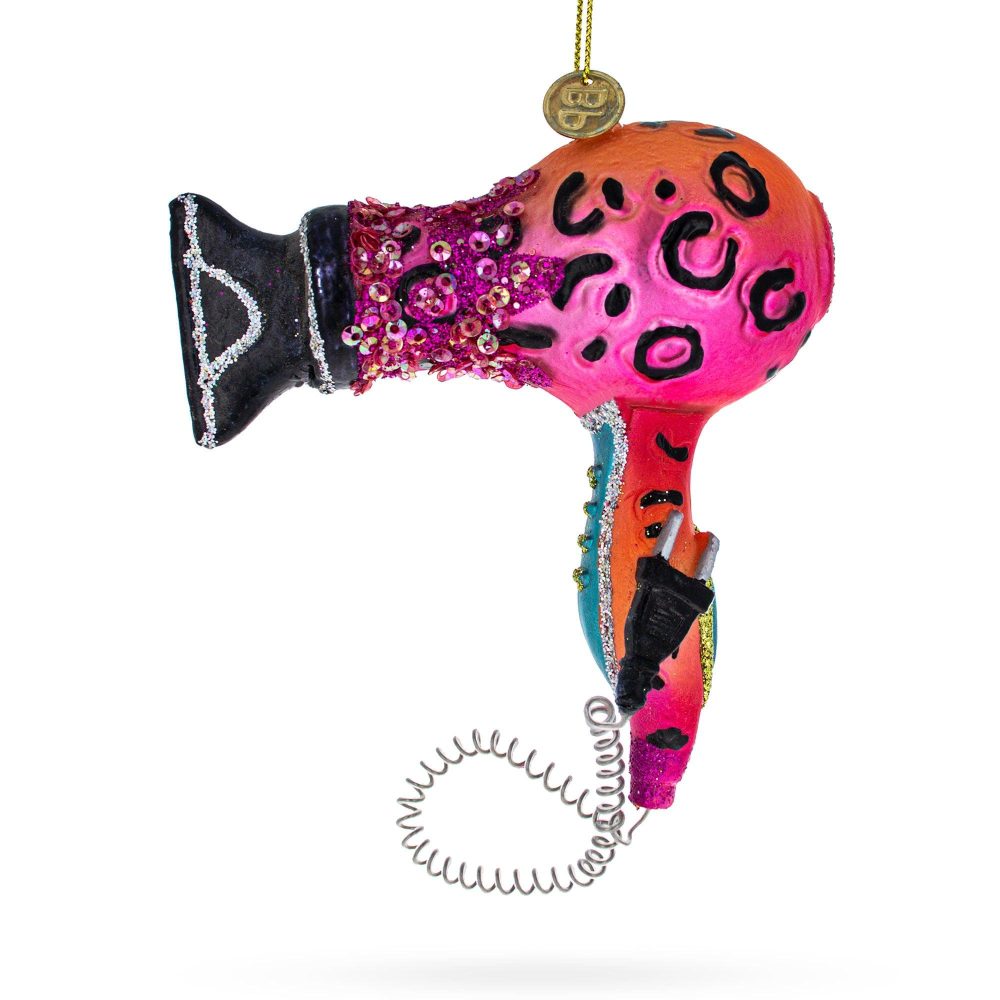 Sleek Hair Dryer Blown Glass Christmas Ornament  |   Fashion Fashion Fashion