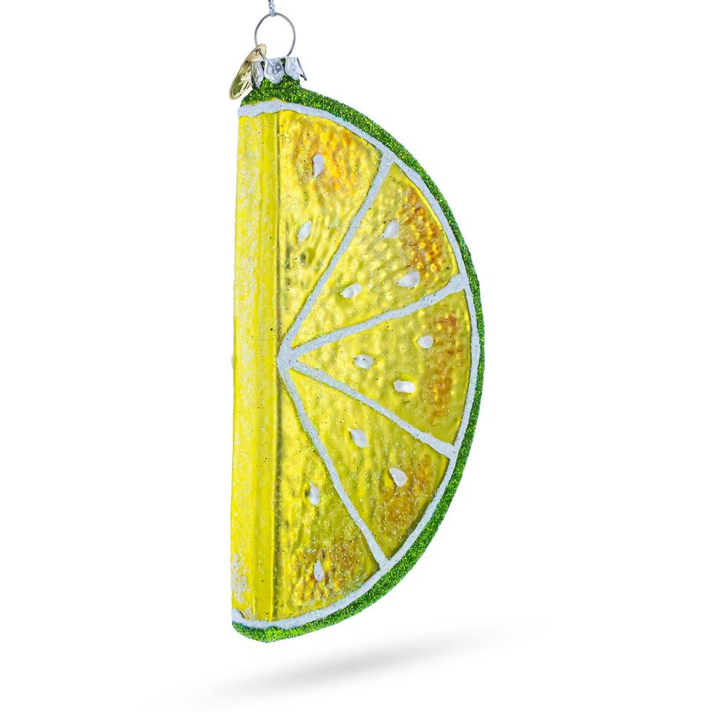 Slice Of Lime Blown Glass Christmas Ornament  |   Food Food Food