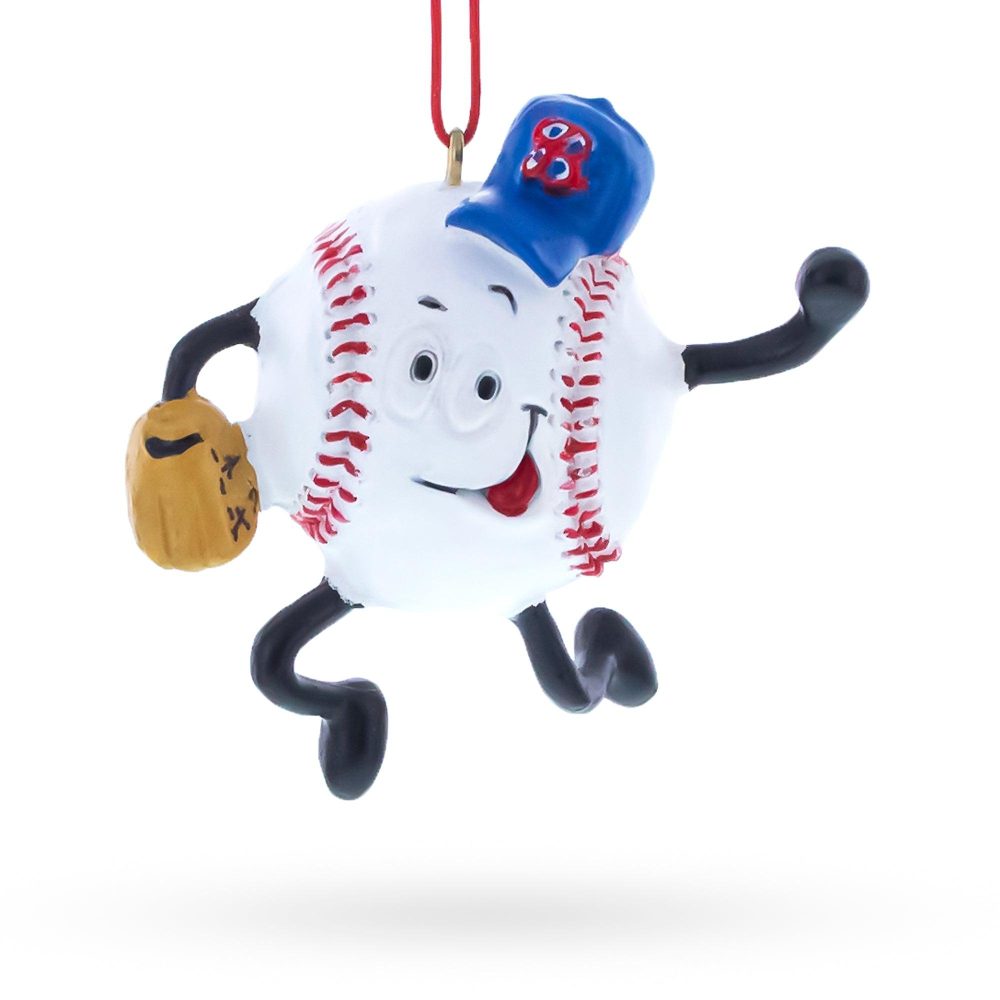 Smiling Baseball Character With Cap Resin Christmas Ornament  |   Personalized Ornaments Personalized