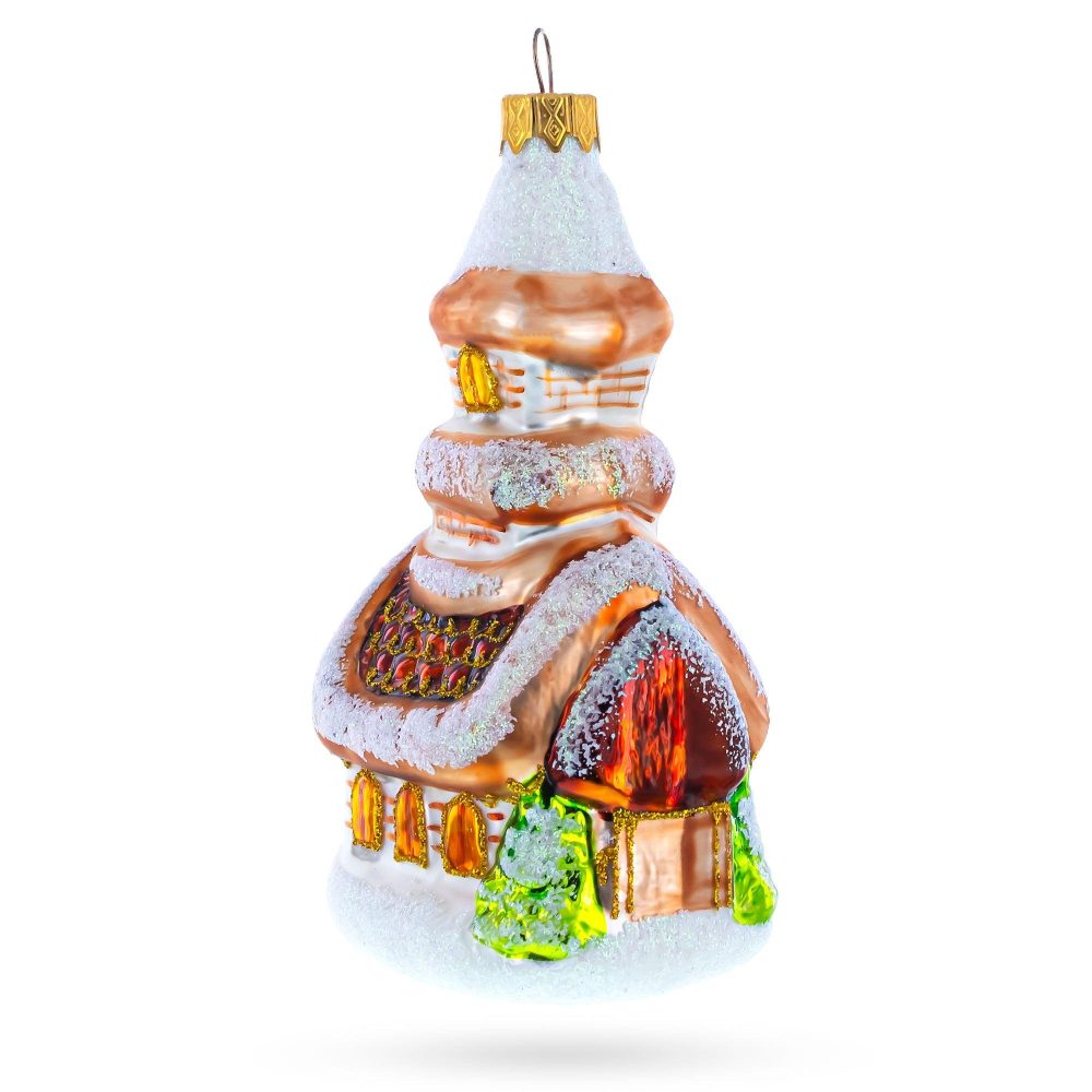 Snow-Covered Church Mini Glass Christmas Ornament  |   Winter Villages Sports Winter Villages