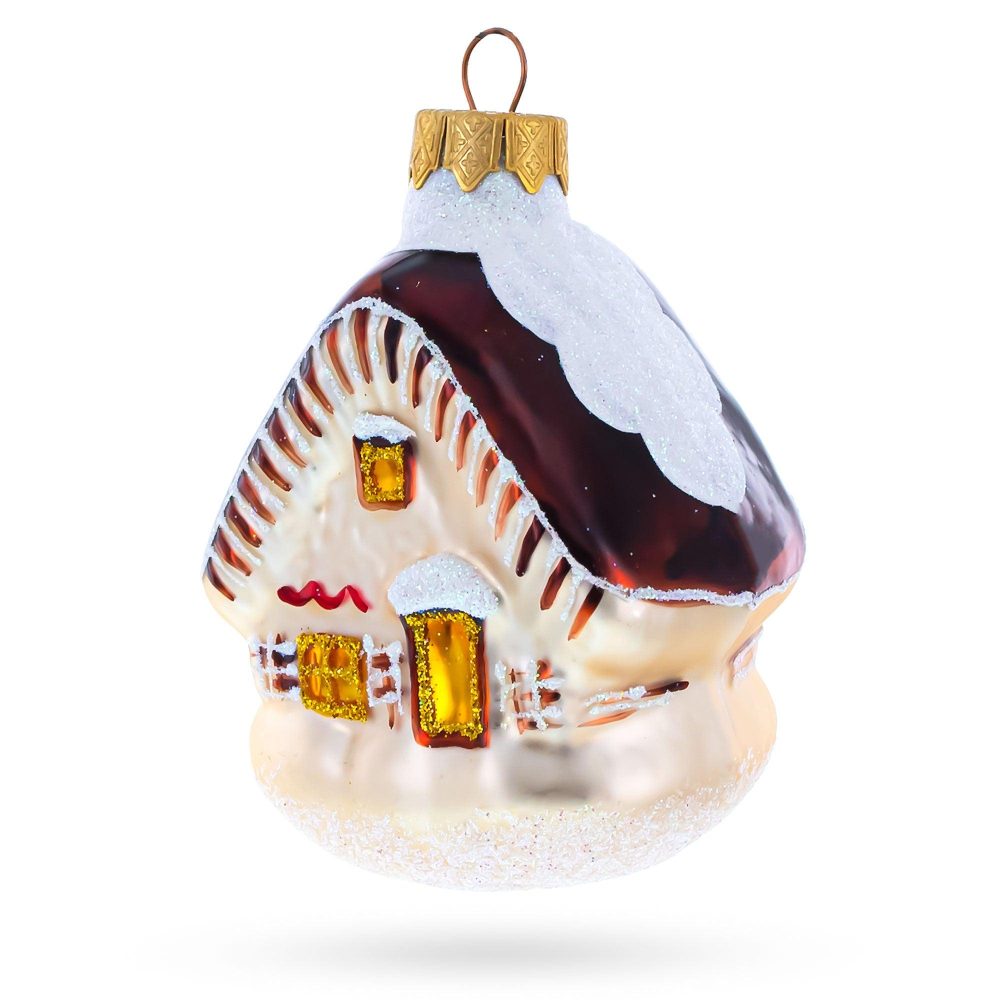 Snow-Covered Cozy House Mini Glass Christmas Ornaments  |   Winter Villages Ornaments Winter Villages