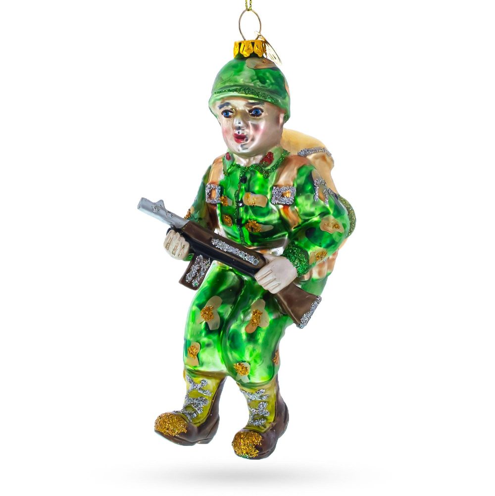 Soldier Blown Glass Christmas Ornament  |   Military Military Military