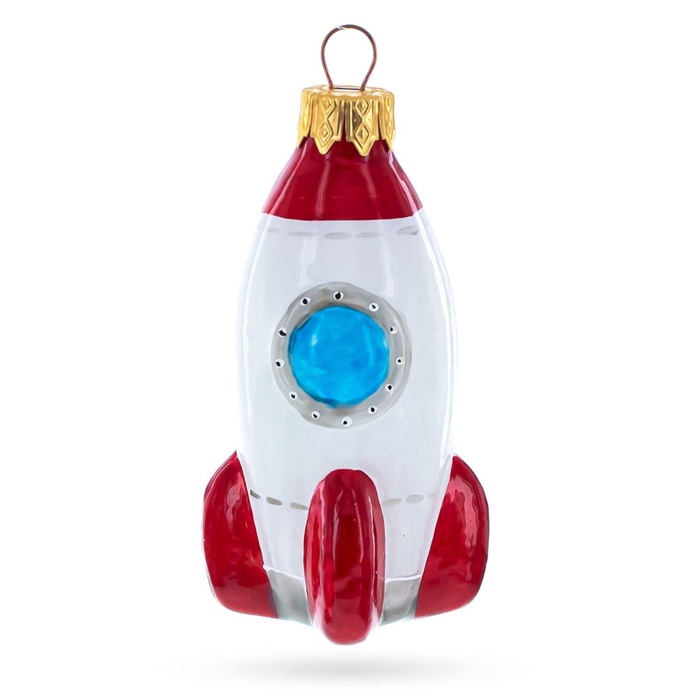 Space Rocket Mini Glass Christmas Ornament  |   Cosmic Cosmic Cosmic