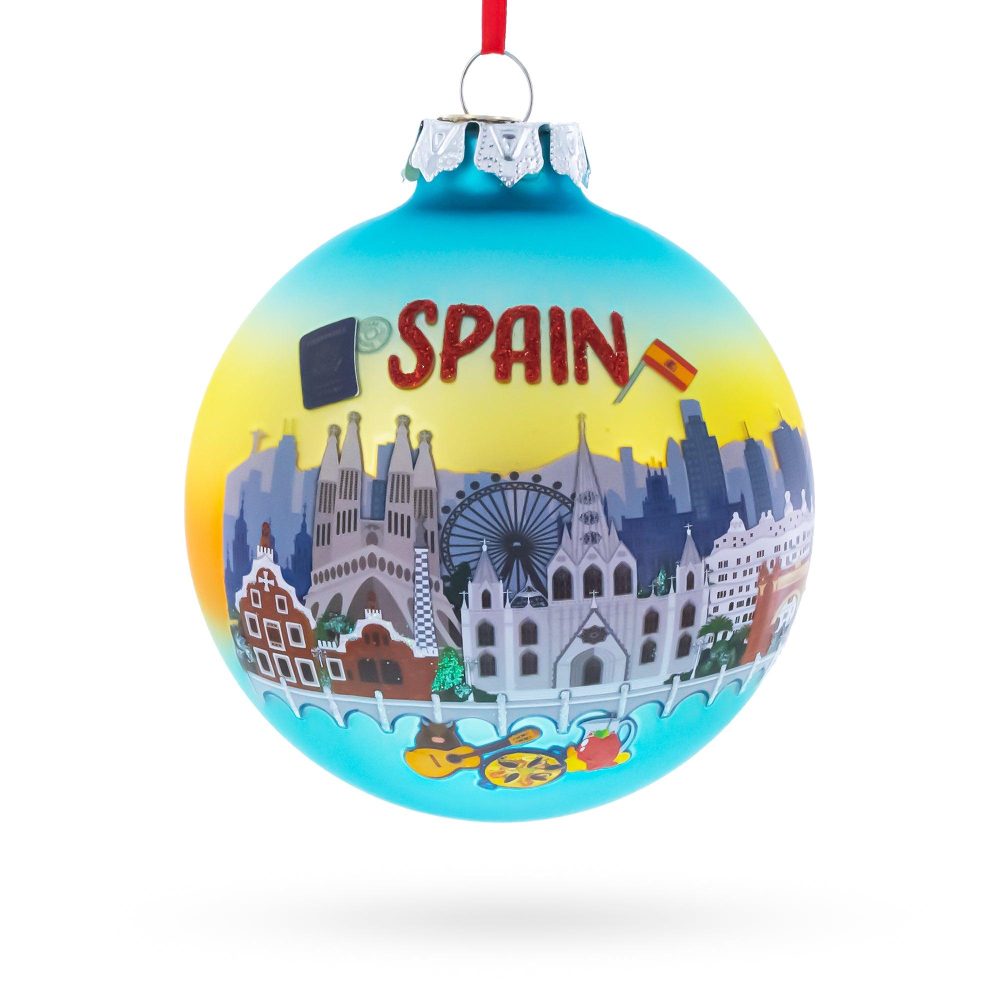 Spain Attraction Blown Glass Ball Christmas Ornament  |   Travel Ornaments Travel