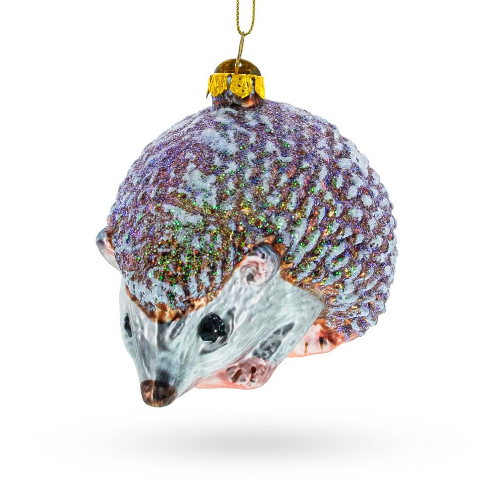 Sparkling Hedgehog Blown Glass Christmas Ornament  |   Animals Animals Animals