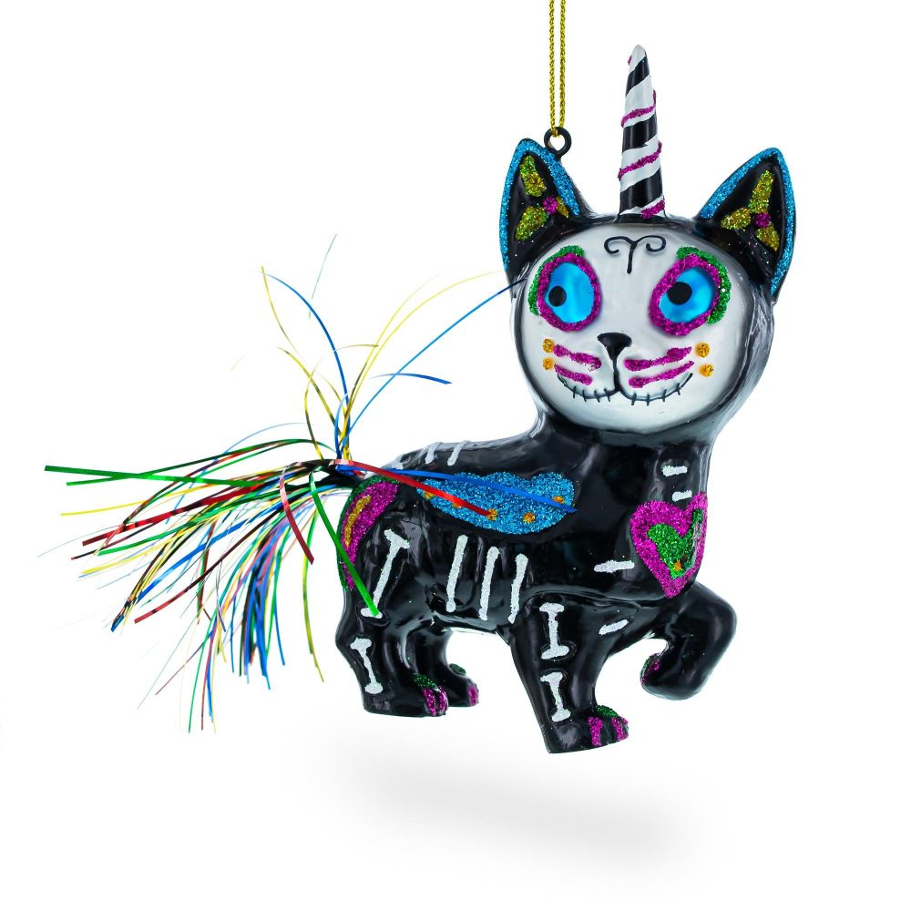 Spooky Halloween Black Cat Blown Glass Christmas Ornament  |   Occasions Occasions Occasions