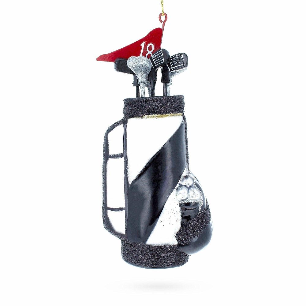 Sporty Golf Bag With Clubs Blown Glass Christmas Ornament  |   Personalized Ornaments Personalized